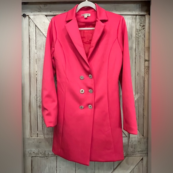 Cowboy Cowgirl Barbie Pink Metal Fringe Bling Button Jacket Dress Size Large - Picture 1 of 16